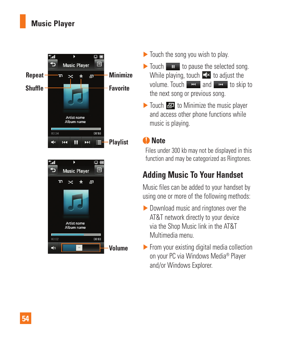 Adding music to your handset | LG C395 User Manual | Page 54 / 120