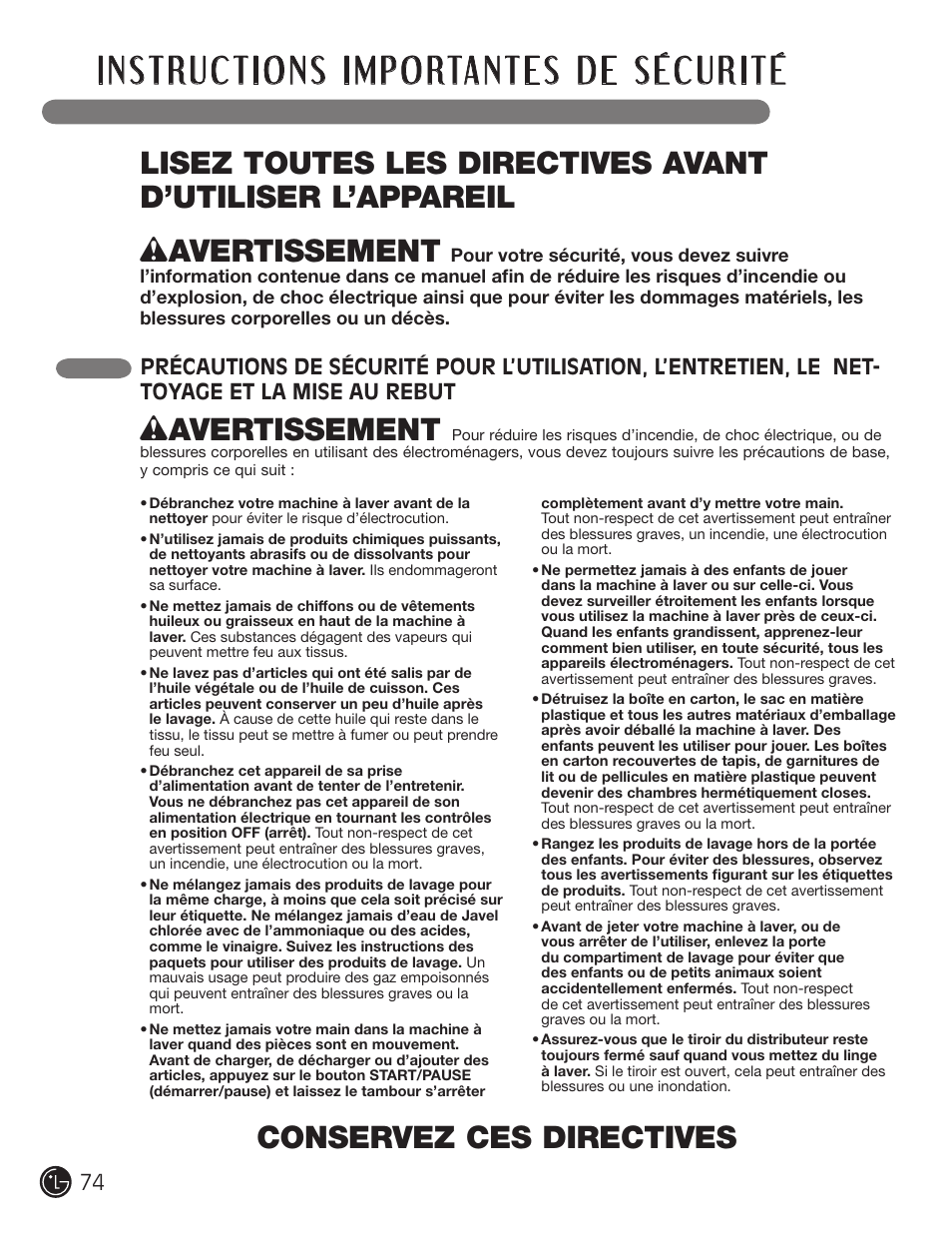 Wavertissement | LG WM3477HS User Manual | Page 75 / 109