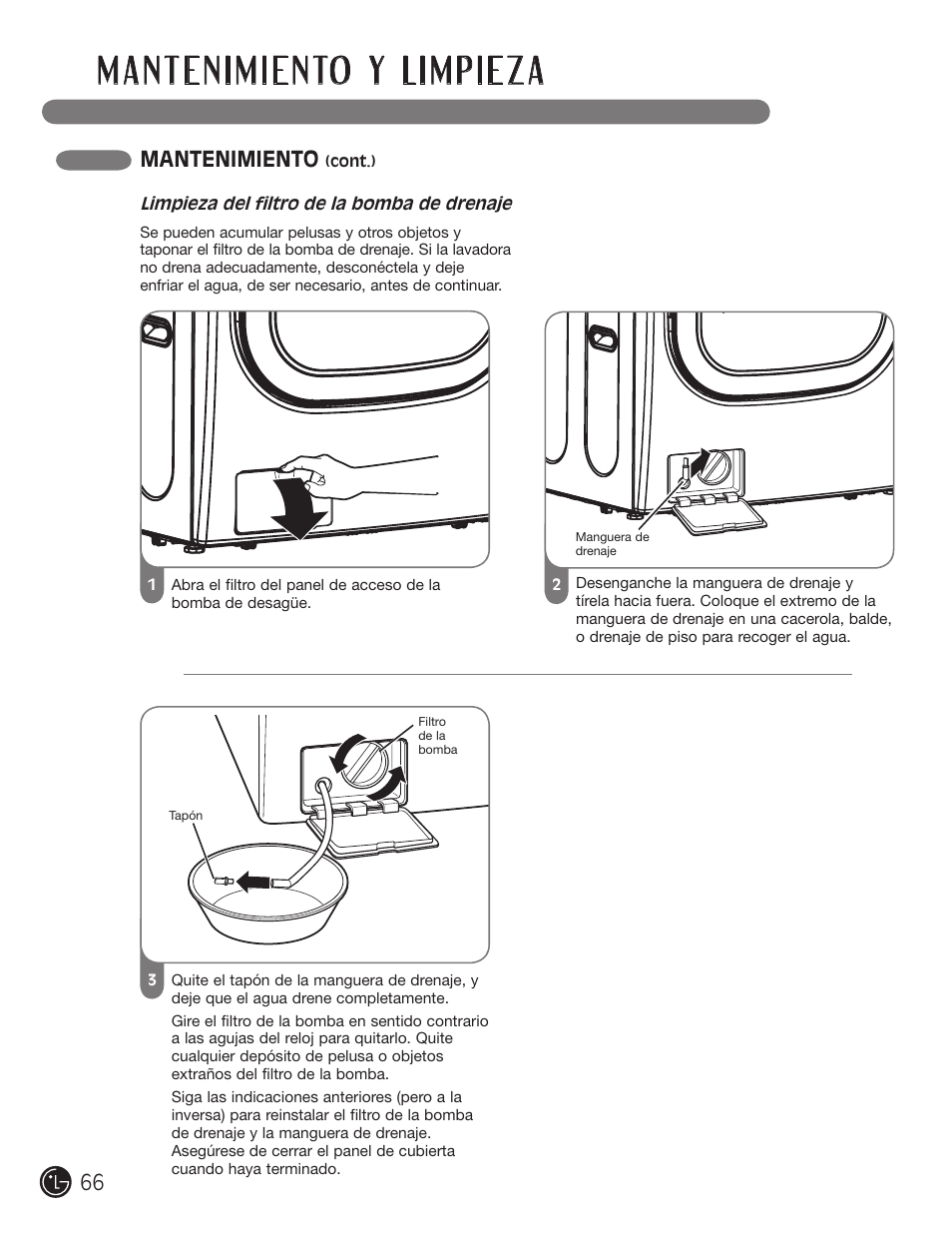 Mantenimiento | LG WM3001HRA User Manual | Page 66 / 72