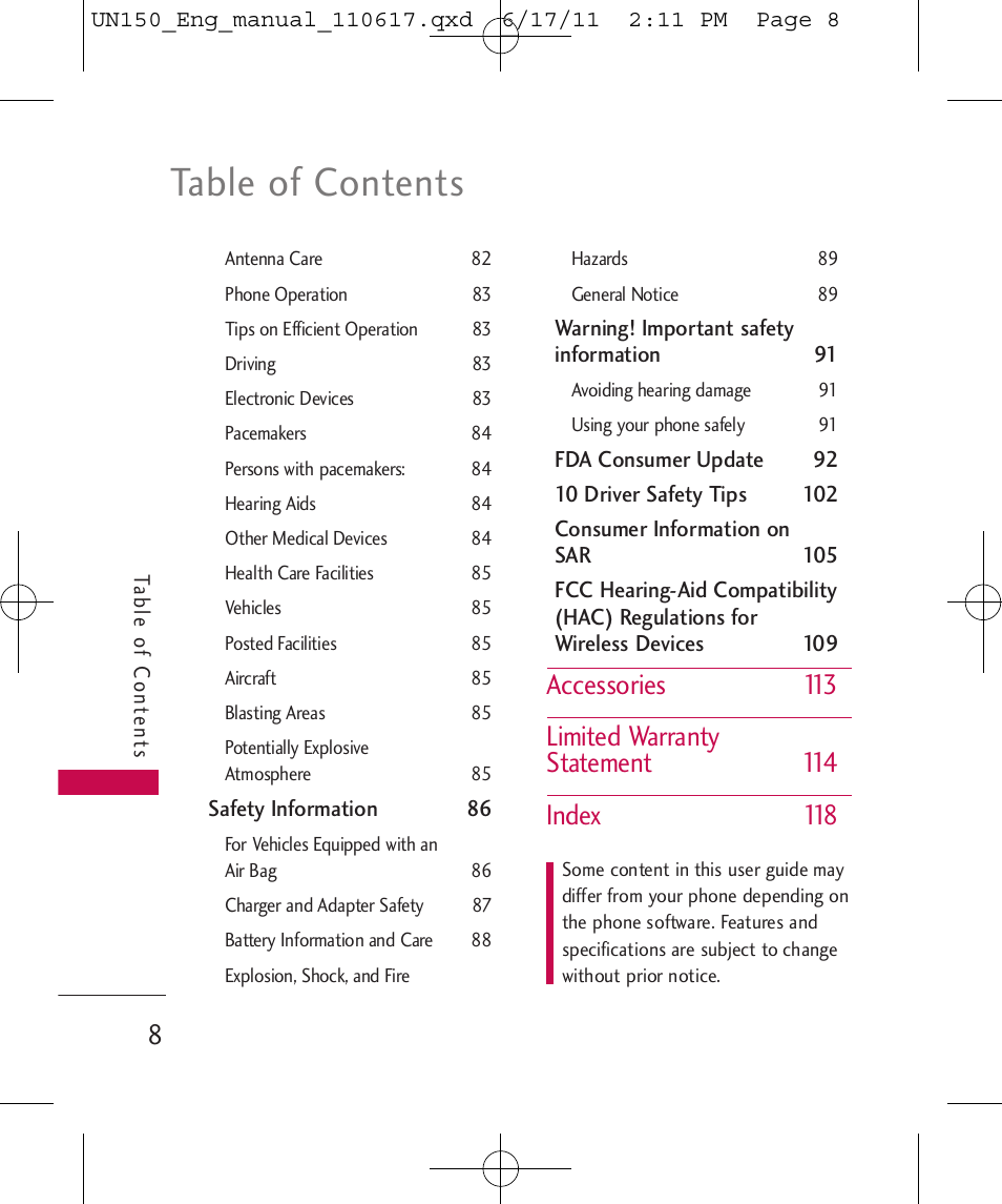 LG LGUN150 User Manual | Page 10 / 252
