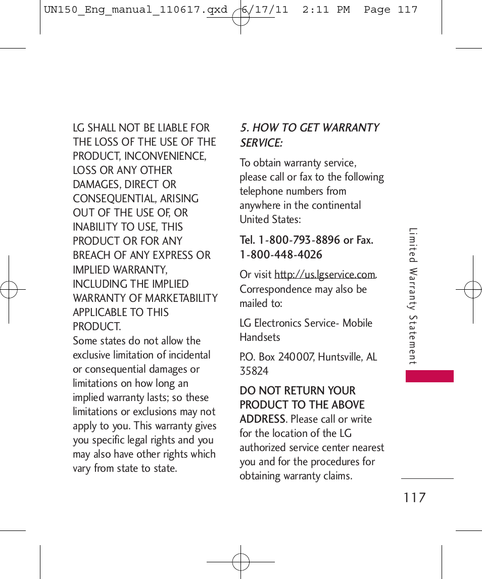 LG LGUN150 User Manual | Page 119 / 252