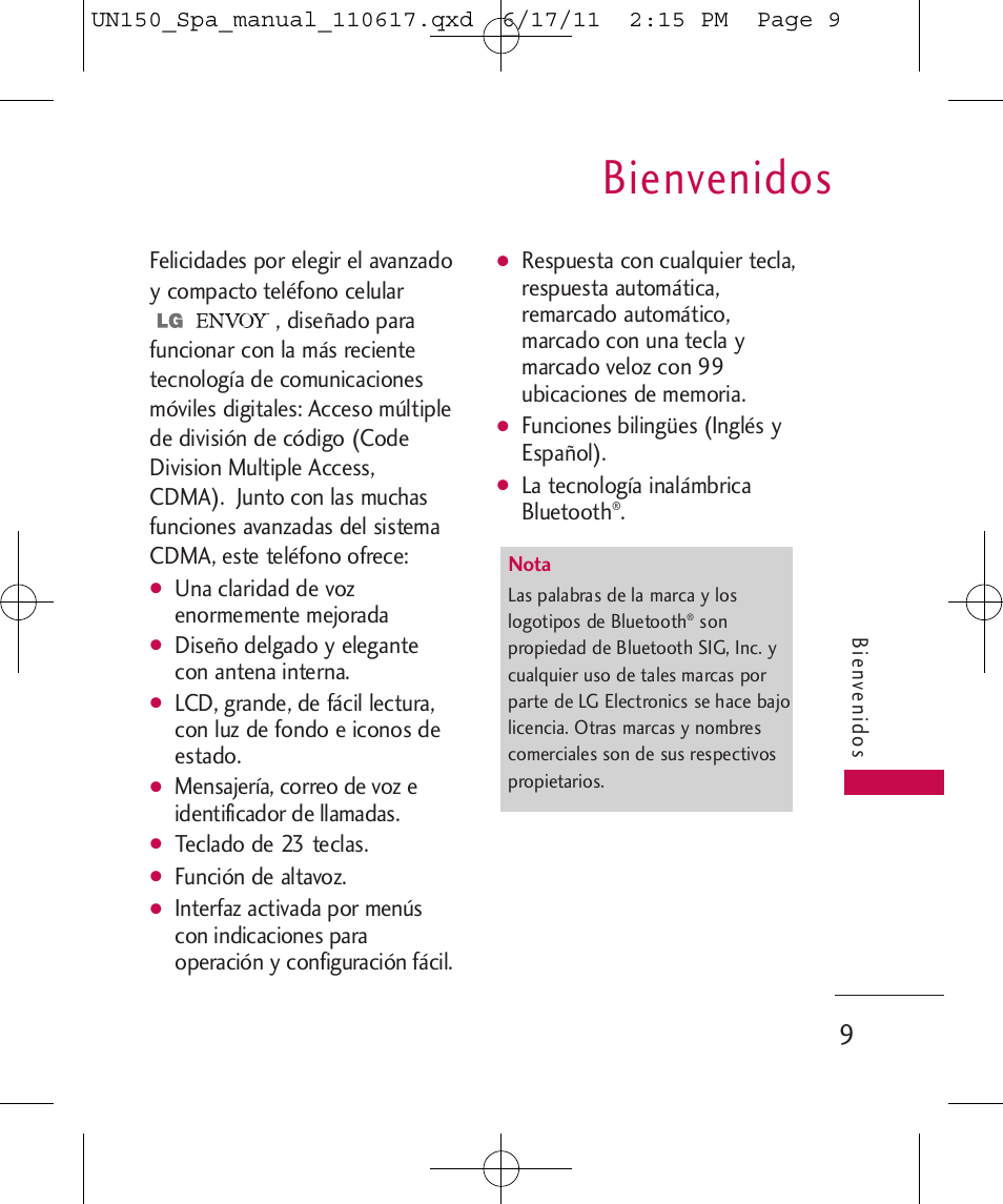 Bienvenidos | LG LGUN150 User Manual | Page 133 / 252