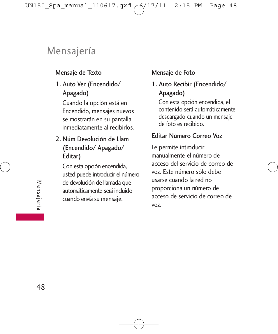 Mensajería | LG LGUN150 User Manual | Page 172 / 252