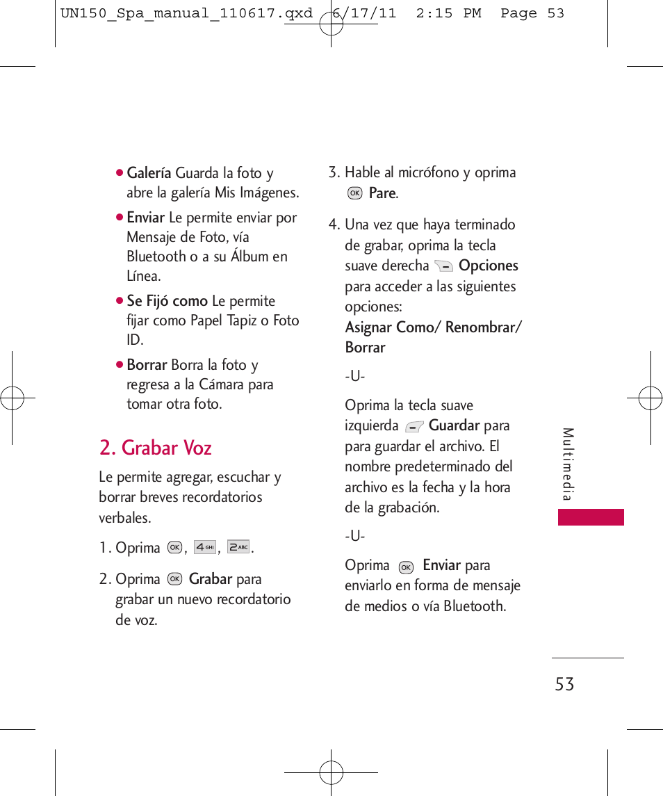 Grabar voz | LG LGUN150 User Manual | Page 177 / 252