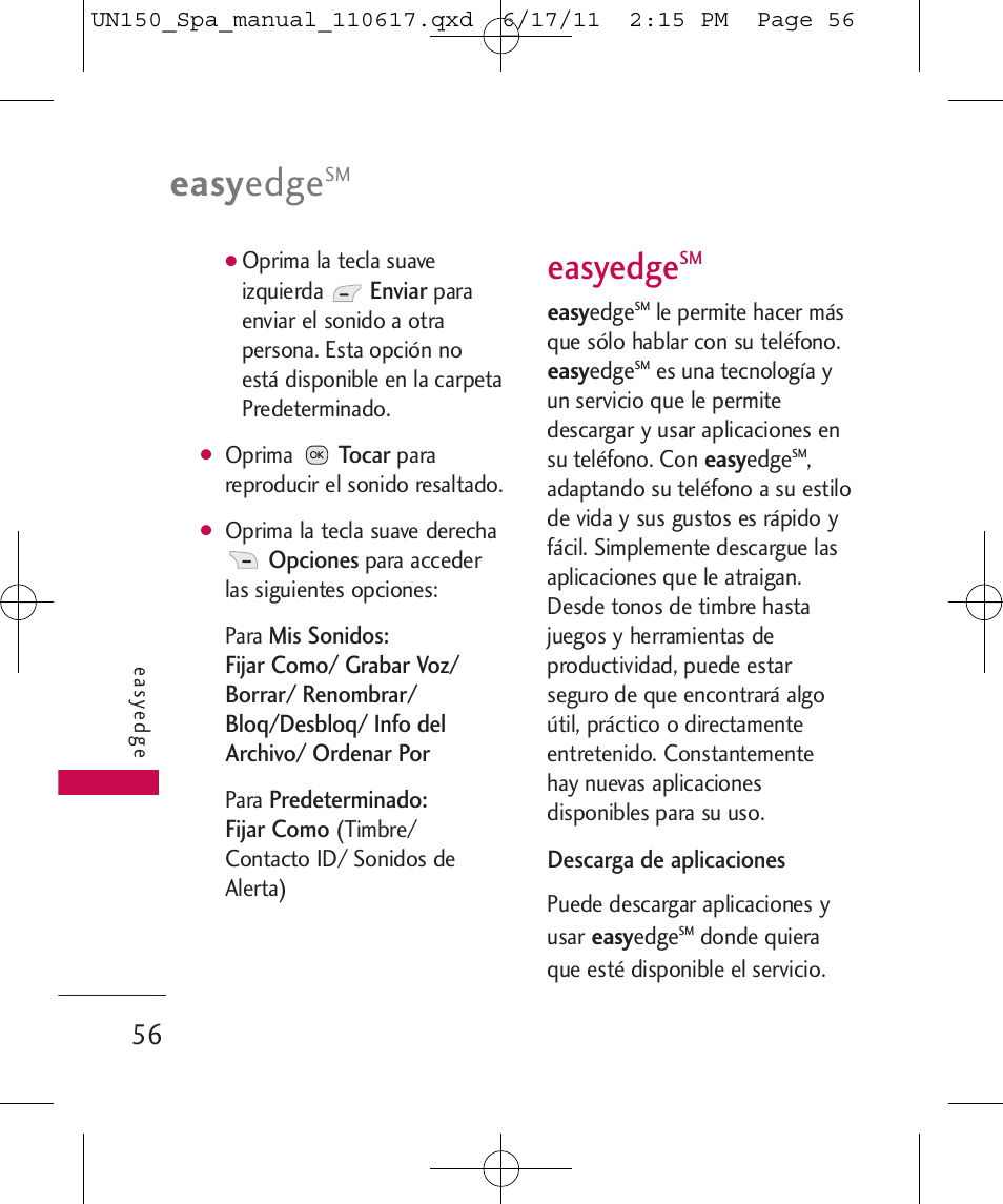 Easy edge, Easyedge | LG LGUN150 User Manual | Page 180 / 252