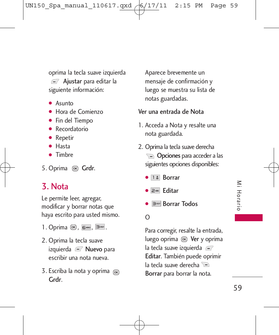 Nota | LG LGUN150 User Manual | Page 183 / 252