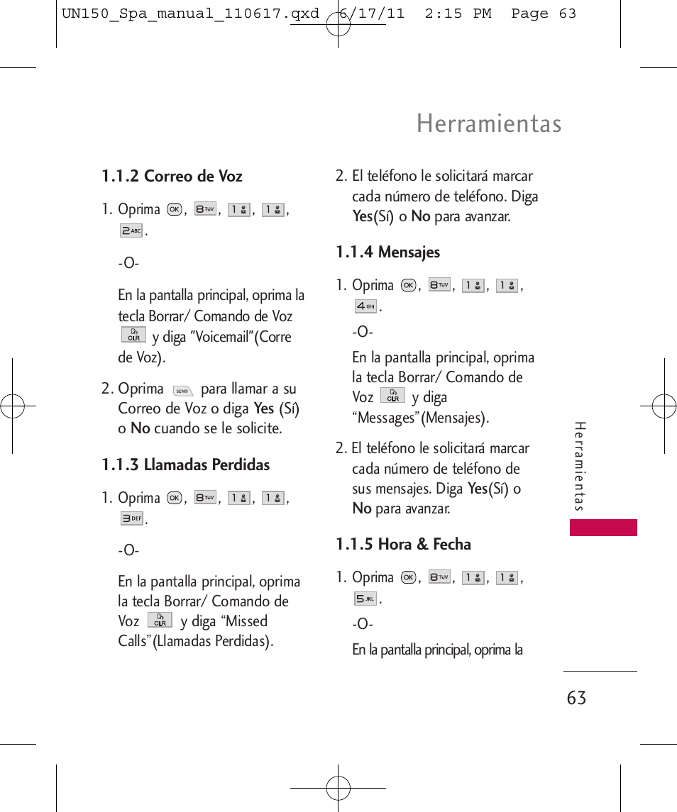 Herramientas | LG LGUN150 User Manual | Page 187 / 252