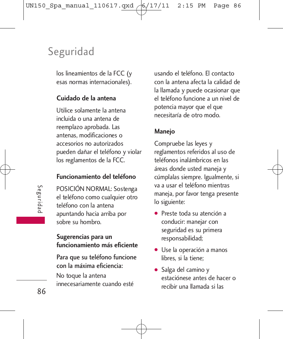 Seguridad | LG LGUN150 User Manual | Page 210 / 252