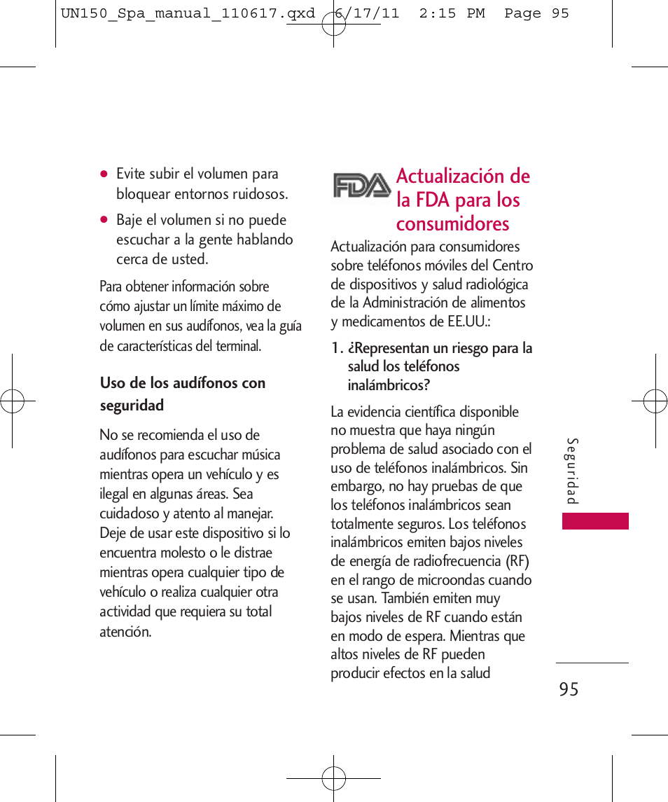 Actualización de la fda para los consumidores | LG LGUN150 User Manual | Page 219 / 252