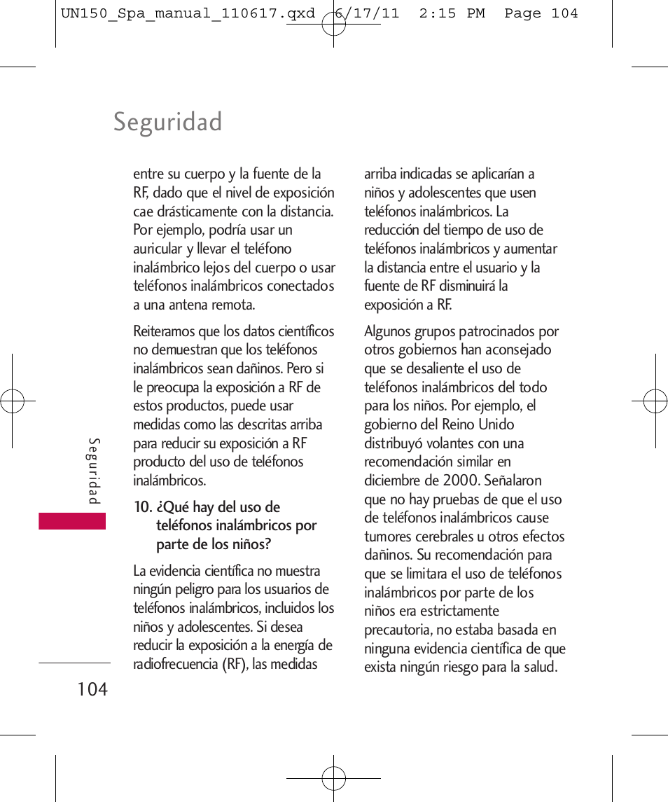Seguridad | LG LGUN150 User Manual | Page 228 / 252