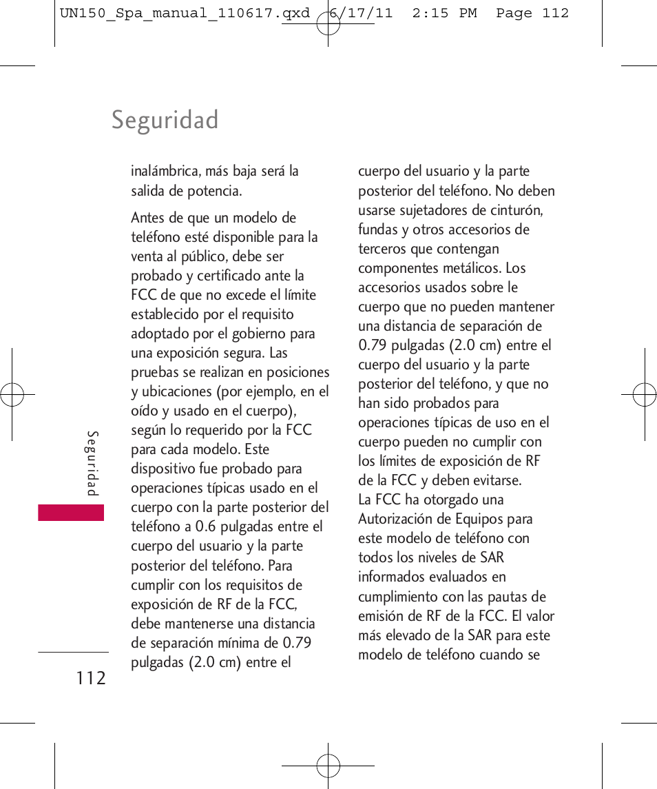 Seguridad | LG LGUN150 User Manual | Page 236 / 252