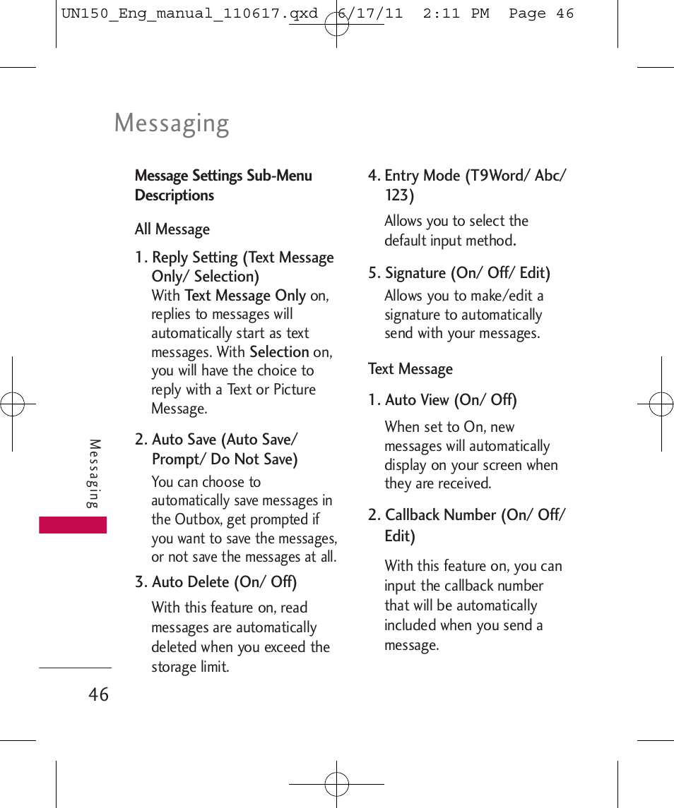 Messaging | LG LGUN150 User Manual | Page 48 / 252