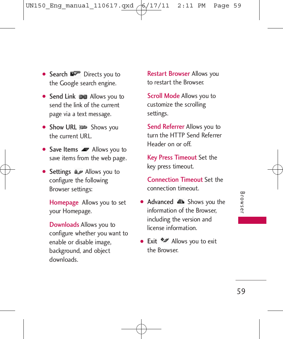 LG LGUN150 User Manual | Page 61 / 252