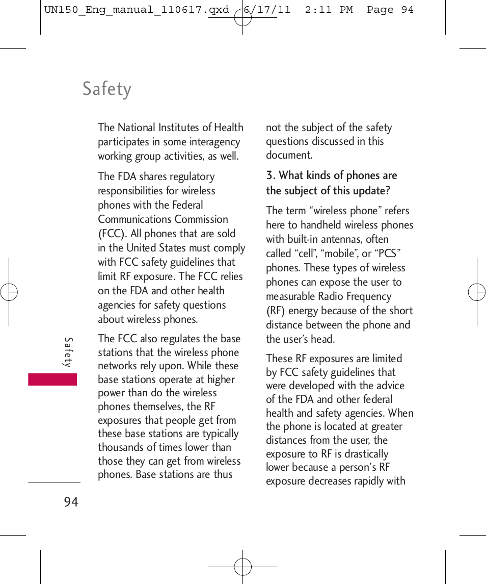 Safety | LG LGUN150 User Manual | Page 96 / 252