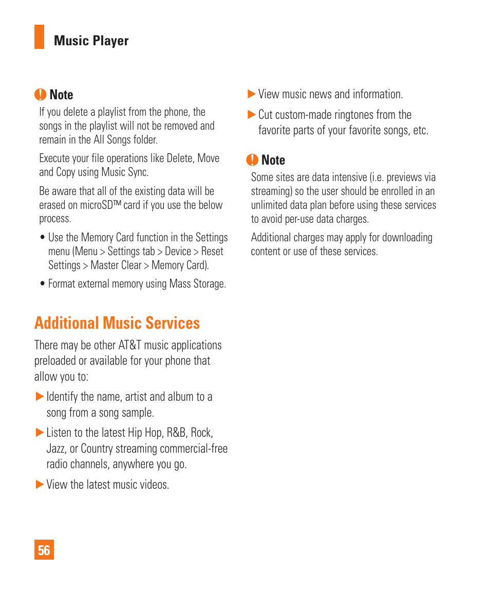 Additional music services | LG C410 User Manual | Page 56 / 124