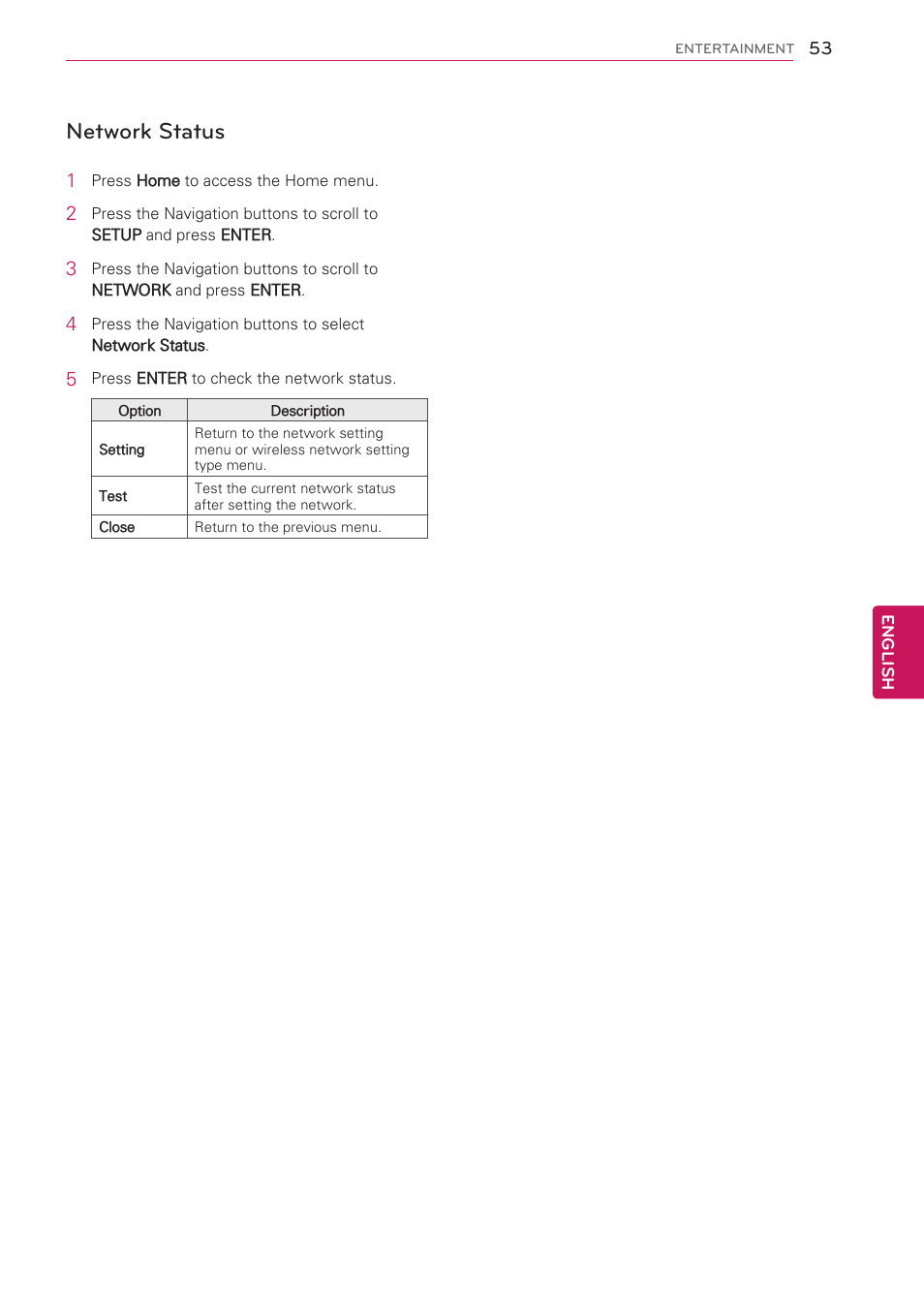 Network status | LG 55LV5400 User Manual | Page 53 / 172