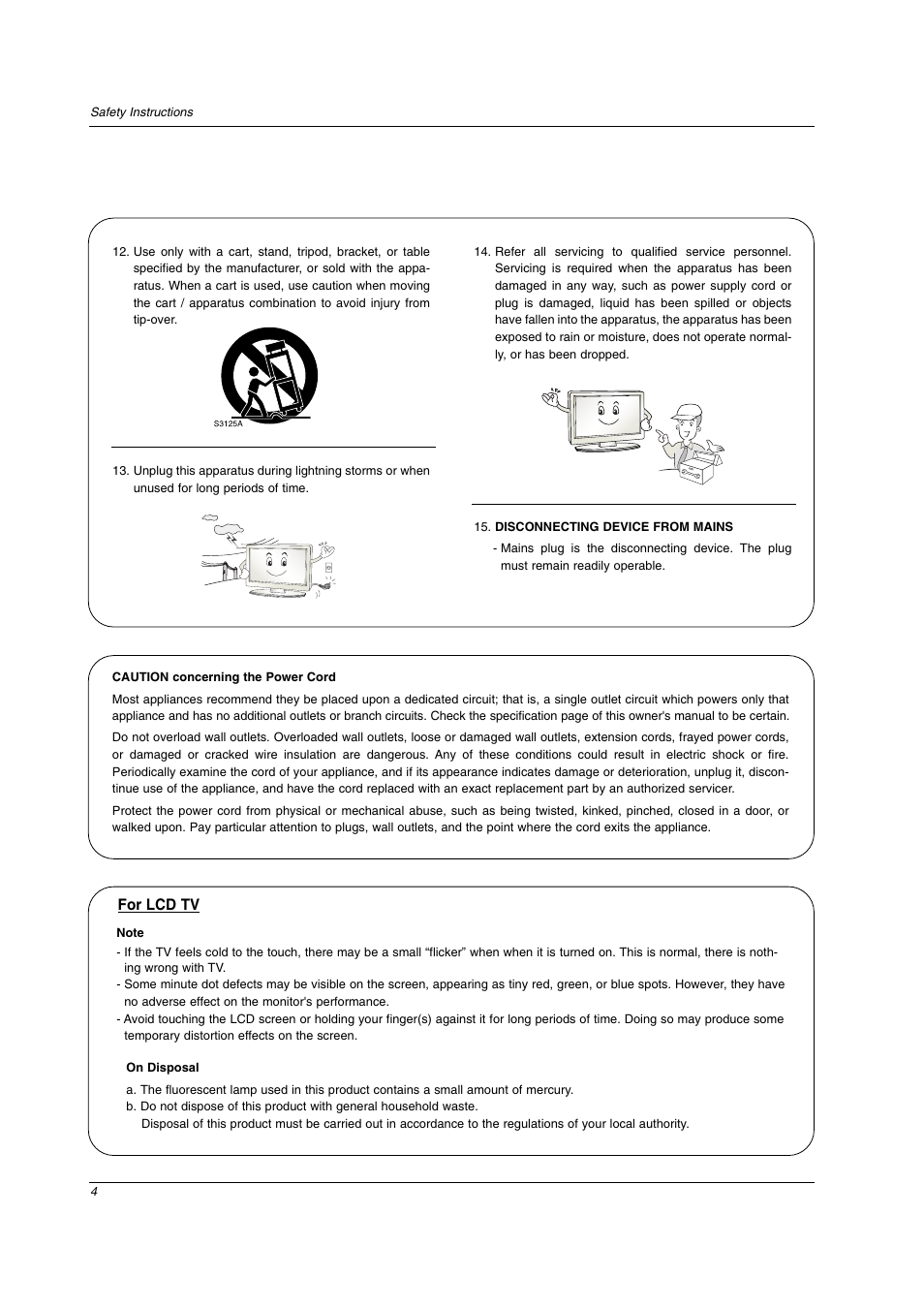 For lcd tv | LG 42PC3DV User Manual | Page 4 / 68