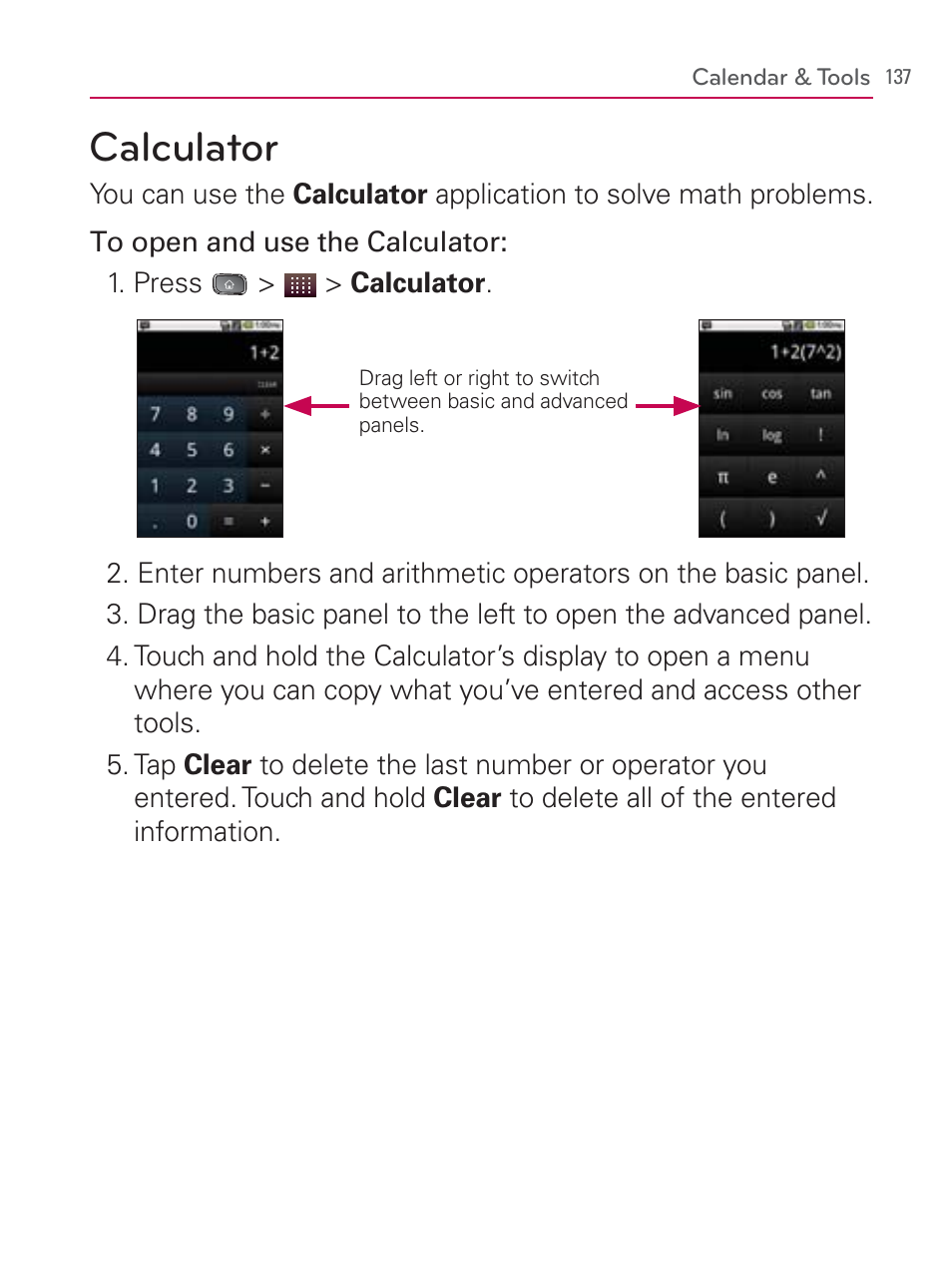 Calculator | LG LGVM670 User Manual | Page 139 / 243