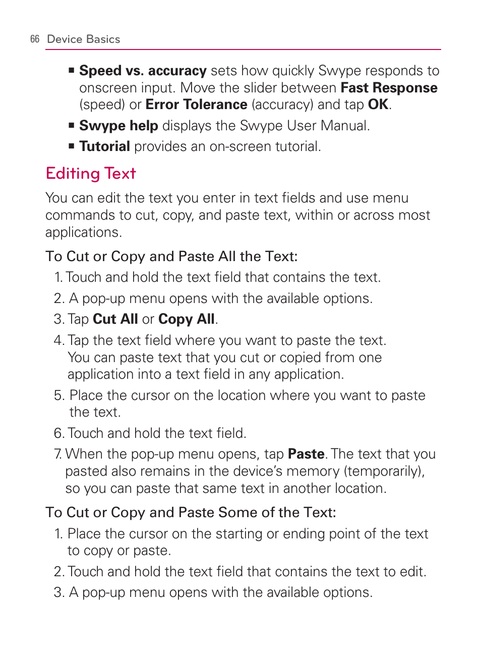 Editing text | LG LGVM670 User Manual | Page 68 / 243