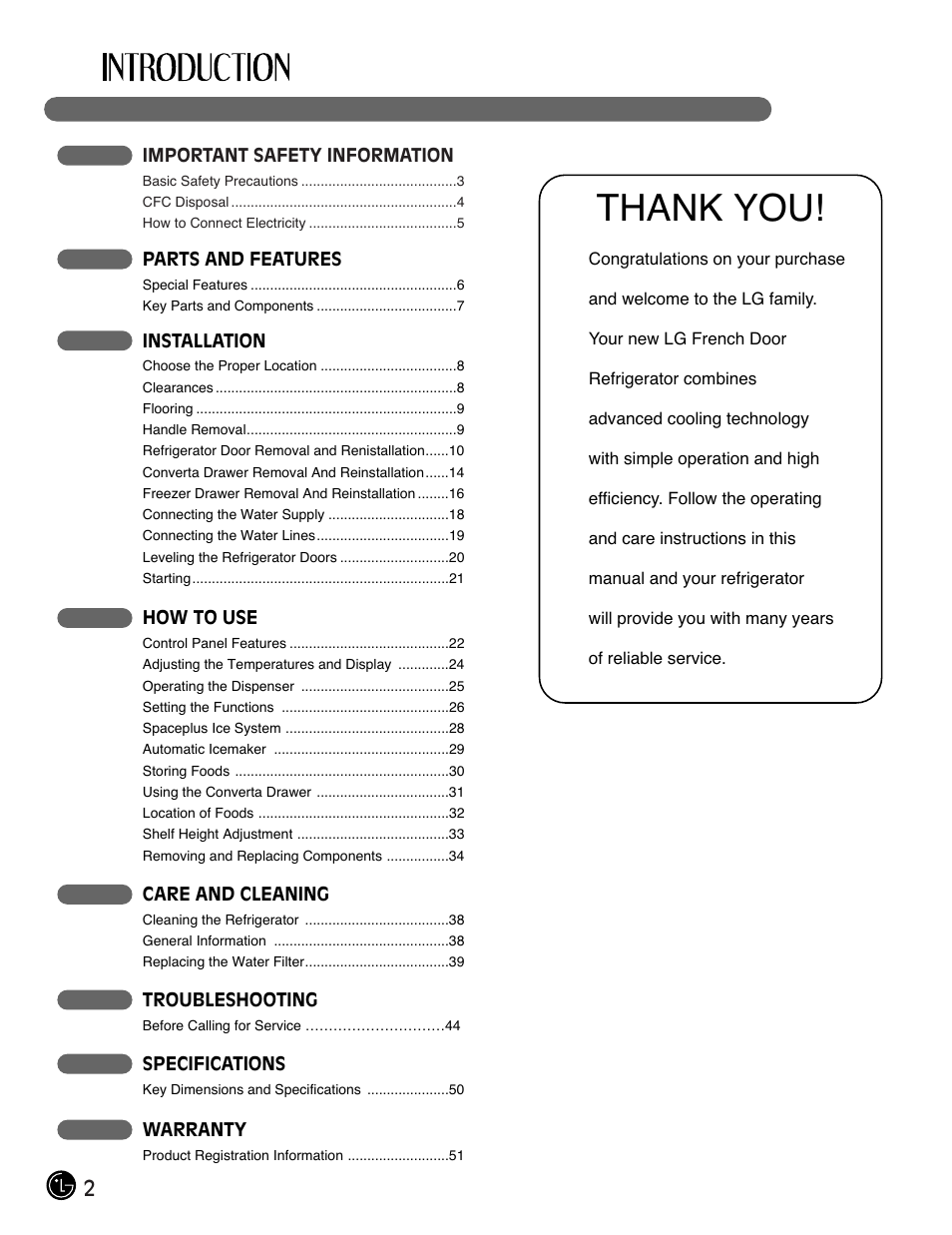 LG LMX28994ST User Manual | Page 2 / 55