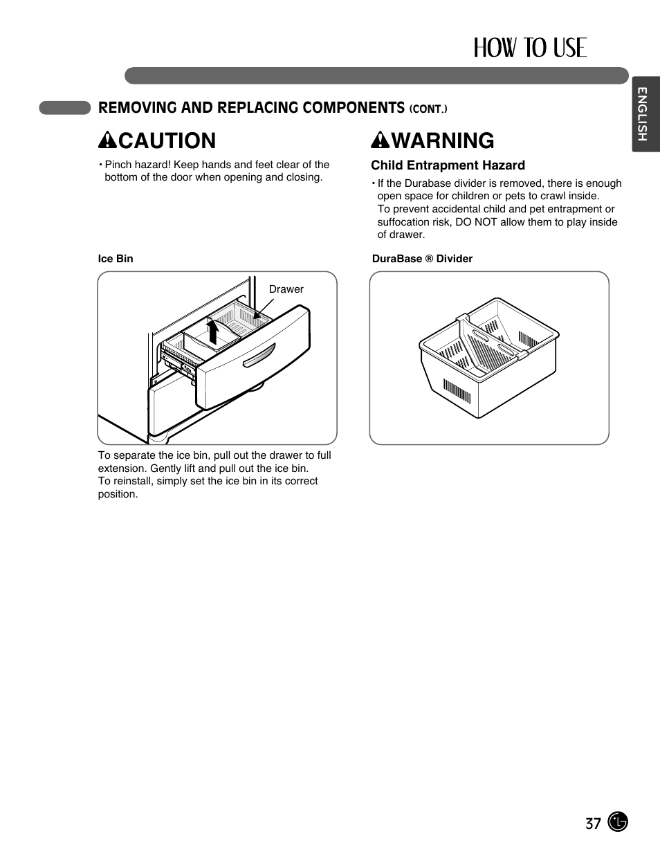 Wcaution, Wwarning | LG LMX28994ST User Manual | Page 37 / 55