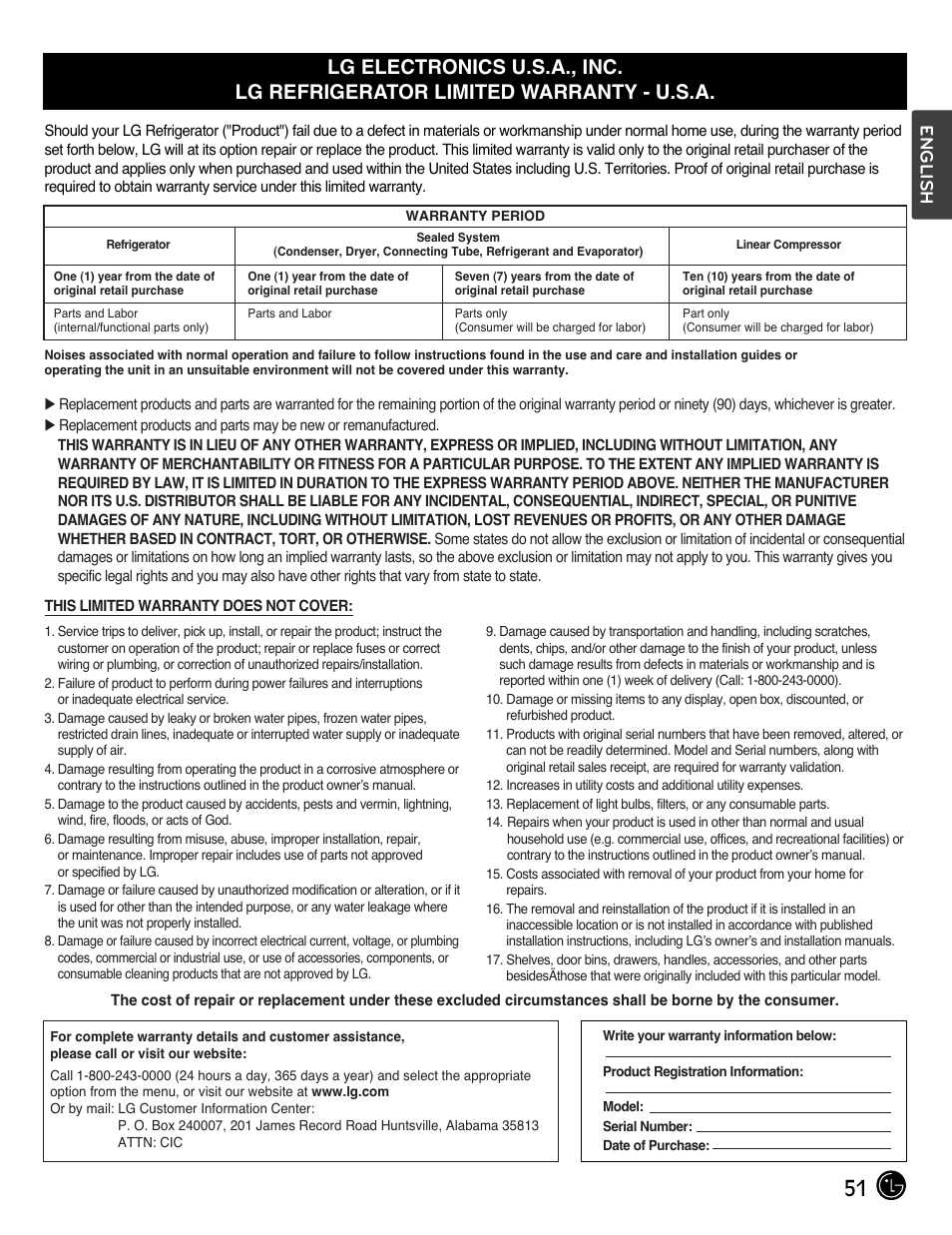 English | LG LMX28994ST User Manual | Page 51 / 55