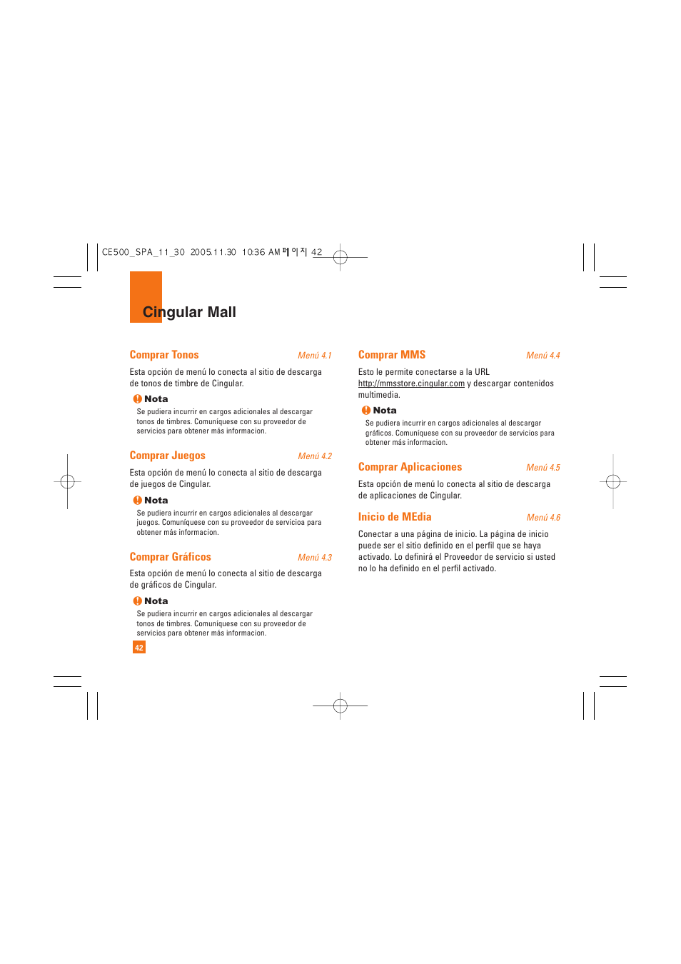 Cingular mall | LG CE500 User Manual | Page 138 / 195