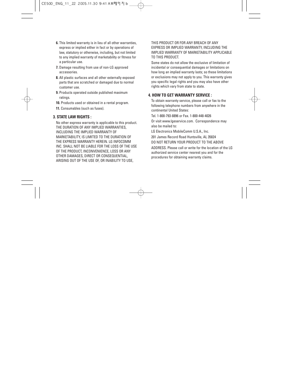 LG CE500 User Manual | Page 4 / 195