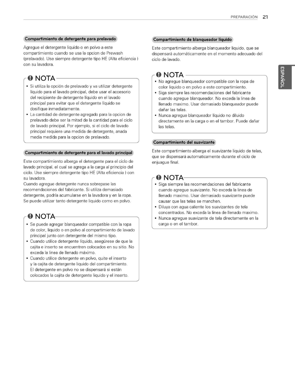 O nota, Q nota, Nota | LG WM3250HWA User Manual | Page 62 / 81