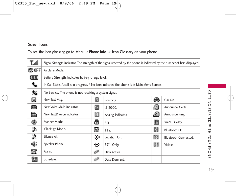 LG UX355 User Manual | Page 19 / 98