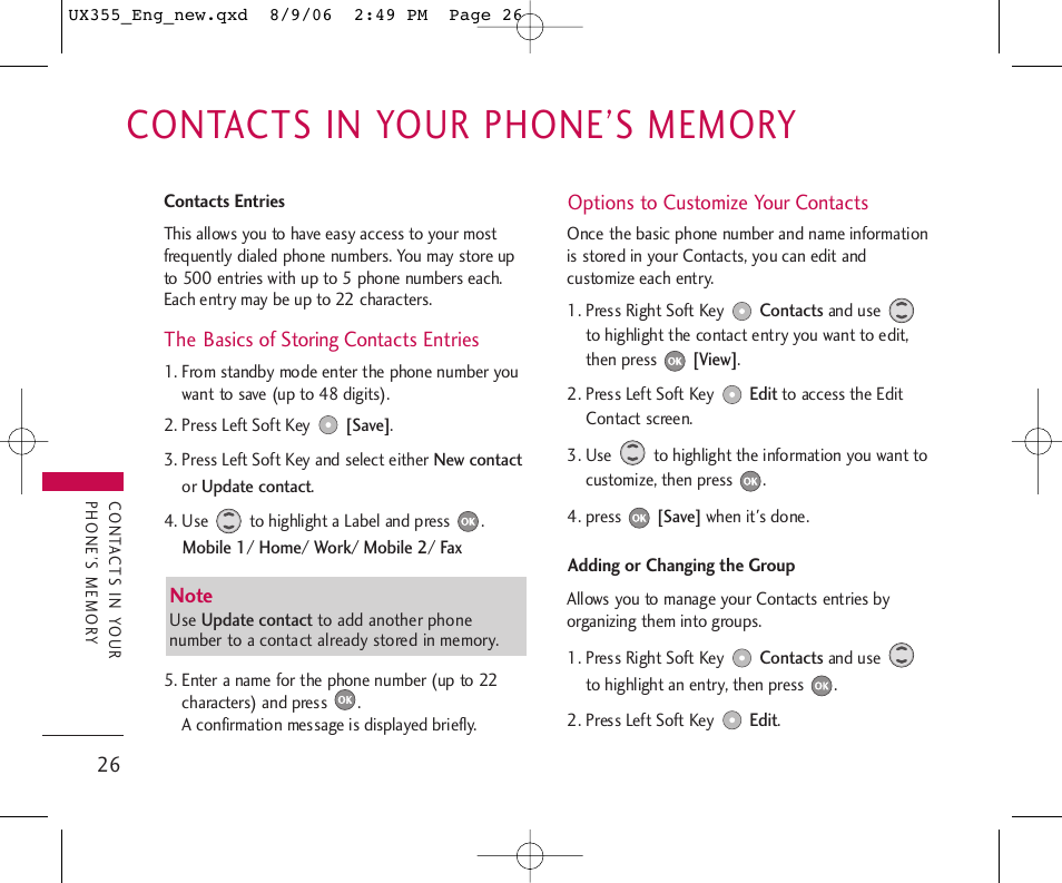 LG UX355 User Manual | Page 26 / 98