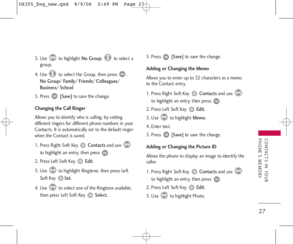 LG UX355 User Manual | Page 27 / 98