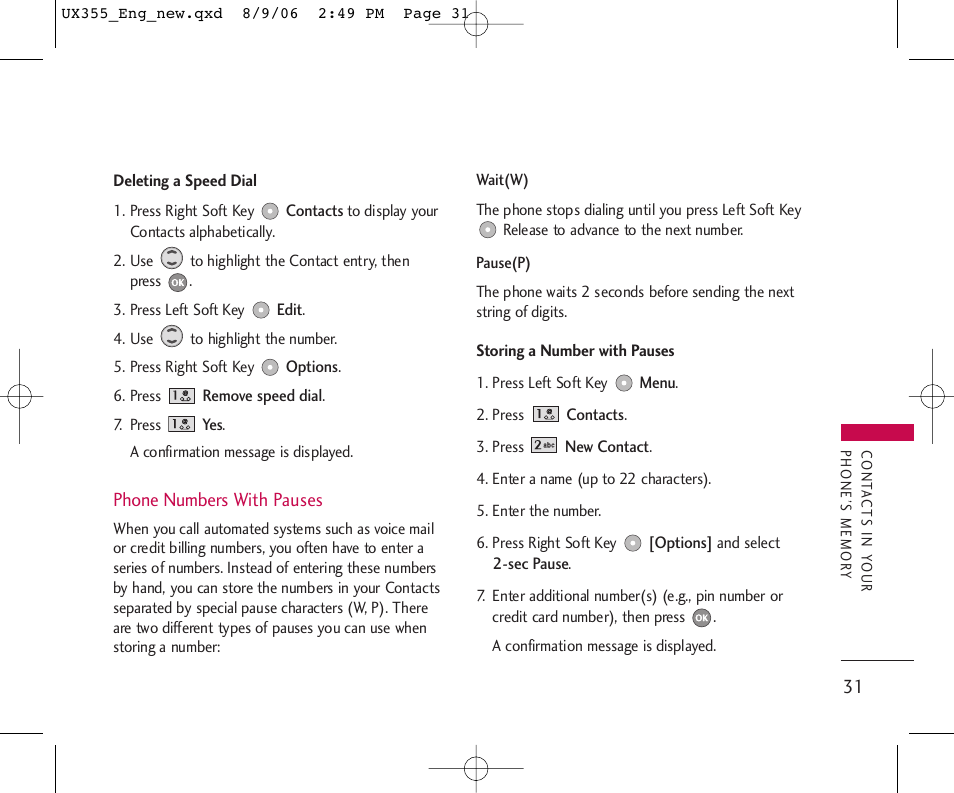 LG UX355 User Manual | Page 31 / 98