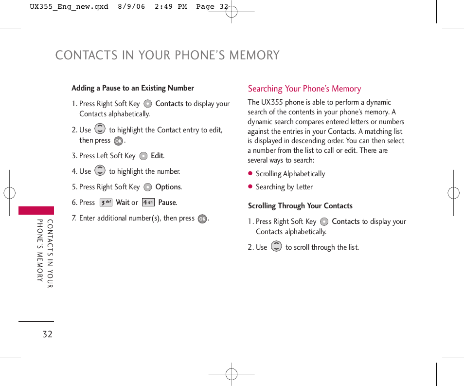 LG UX355 User Manual | Page 32 / 98