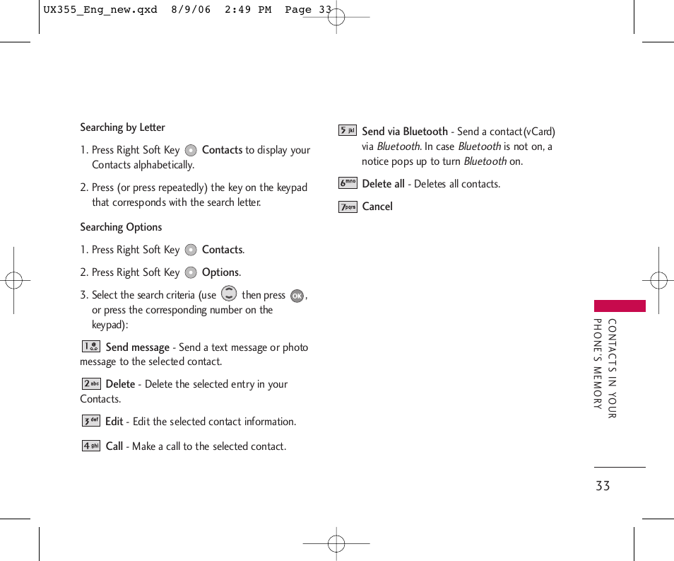 LG UX355 User Manual | Page 33 / 98