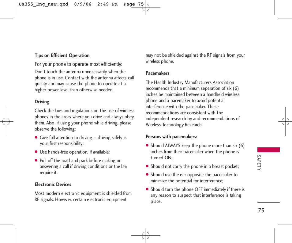 LG UX355 User Manual | Page 75 / 98