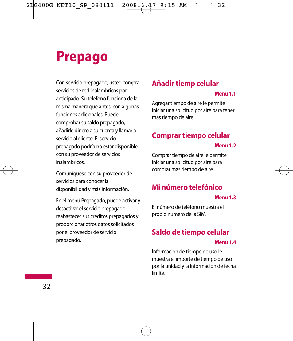 Prepago | LG LG400G User Manual | Page 116 / 171