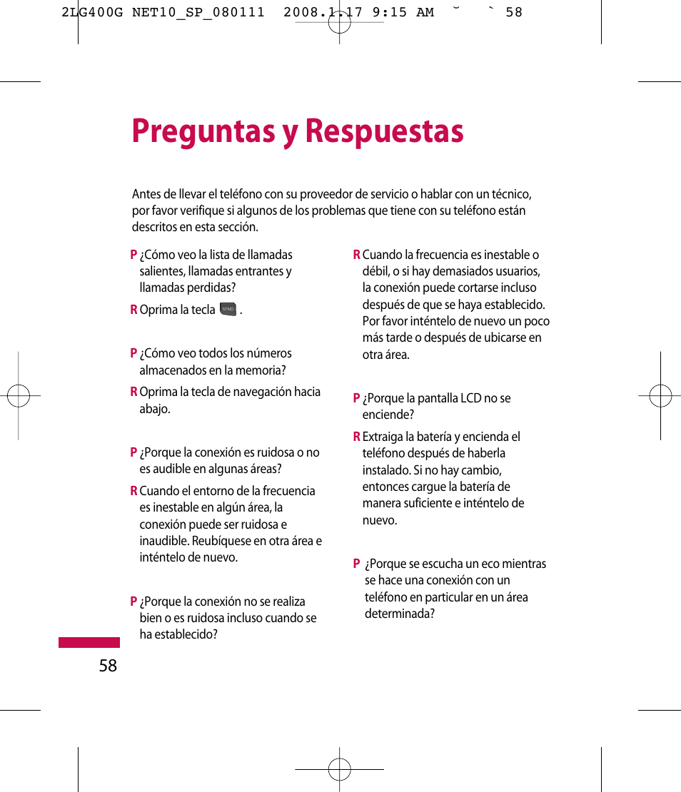 Preguntas y respuestas | LG LG400G User Manual | Page 142 / 171