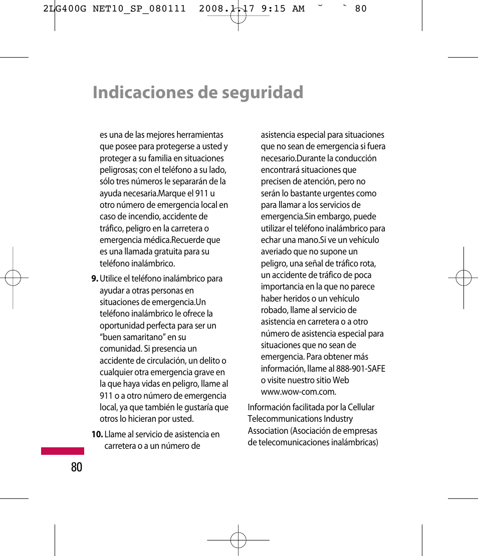 Indicaciones de seguridad | LG LG400G User Manual | Page 164 / 171