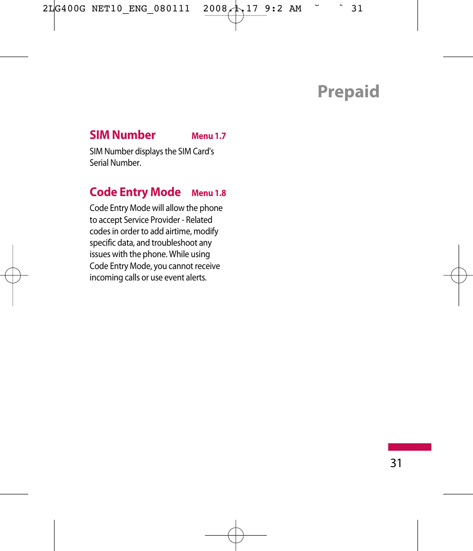 Prepaid | LG LG400G User Manual | Page 34 / 171