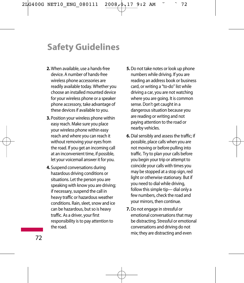 Safety guidelines | LG LG400G User Manual | Page 75 / 171