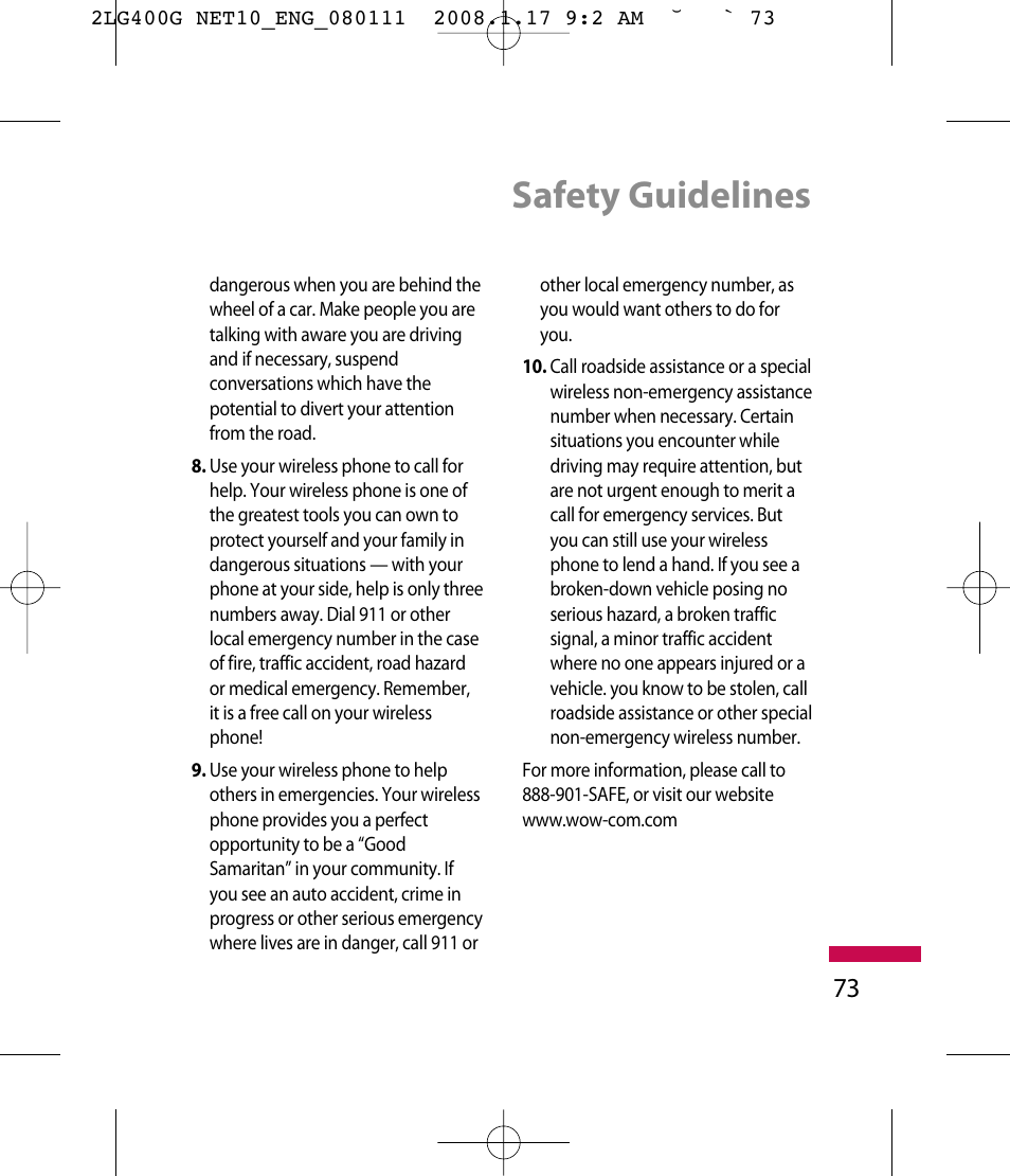 Safety guidelines | LG LG400G User Manual | Page 76 / 171