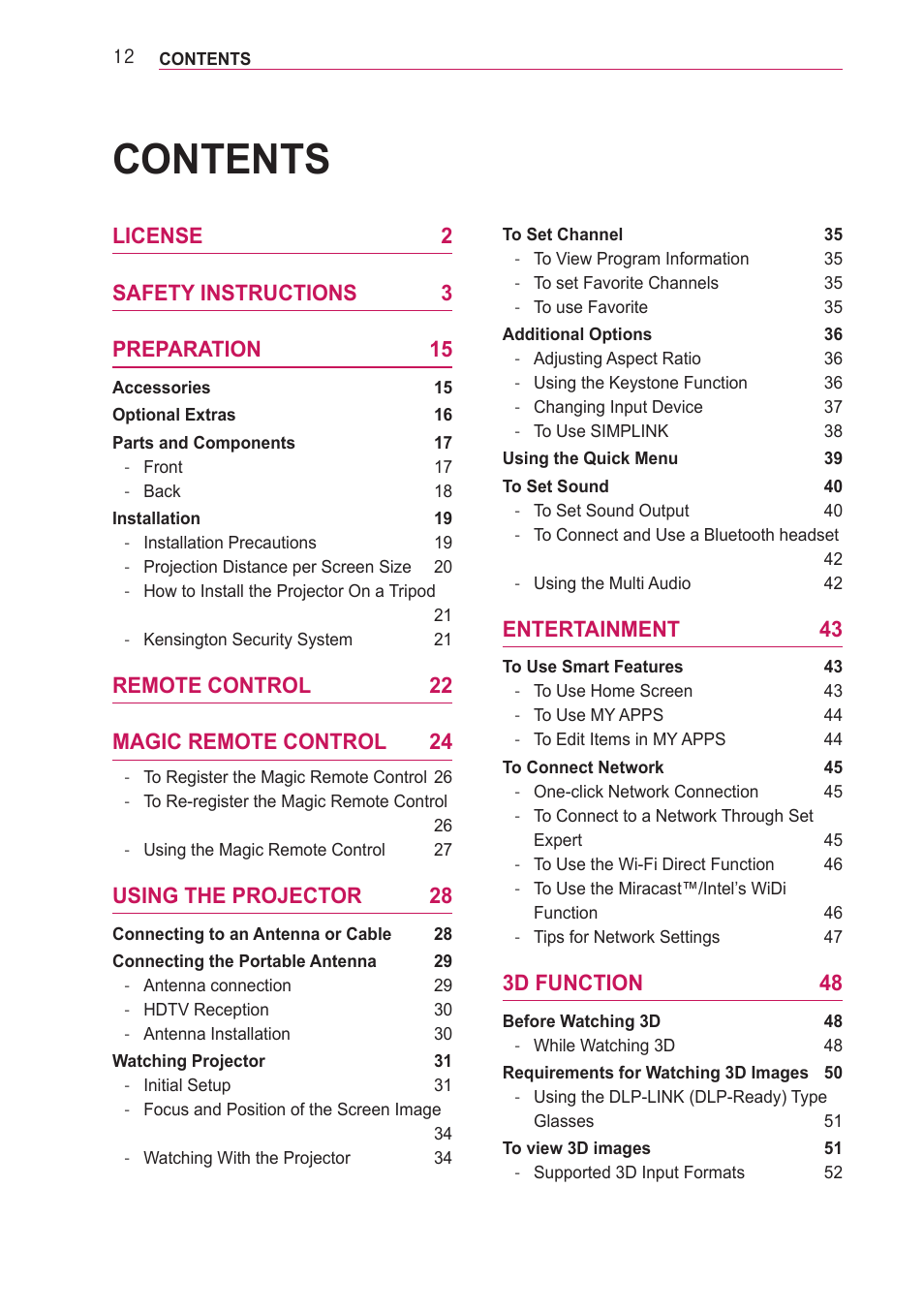 LG PA77U User Manual | Page 12 / 126