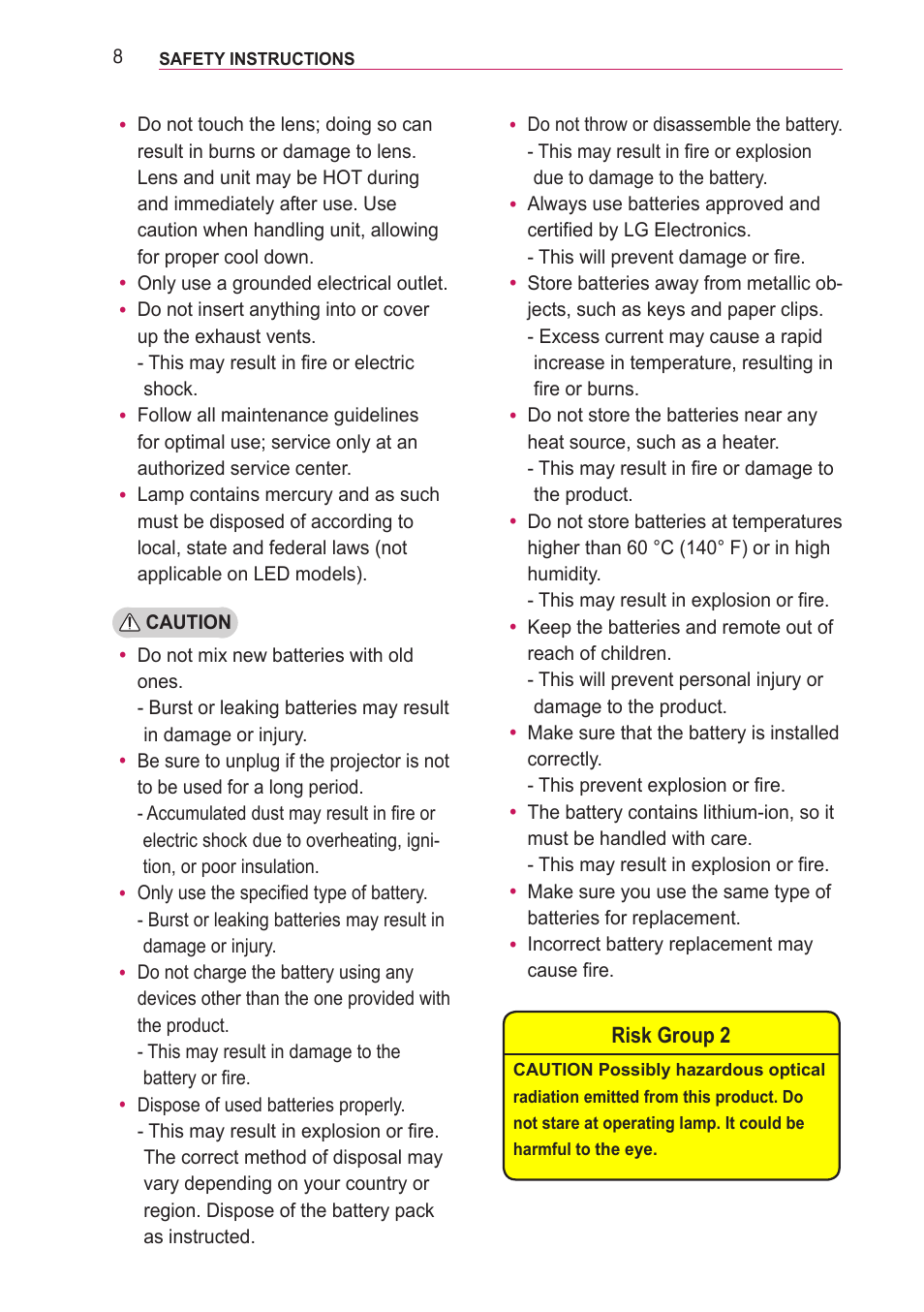 LG PA77U User Manual | Page 8 / 126