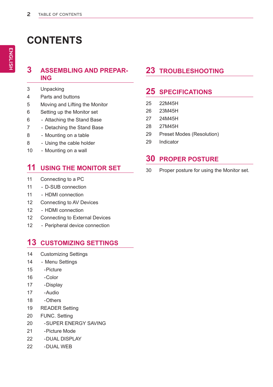 LG 27M45H-B User Manual | Page 2 / 31