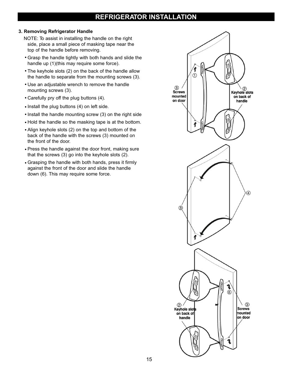 Refrigerator installation | LG LRDN22734WW User Manual | Page 15 / 36