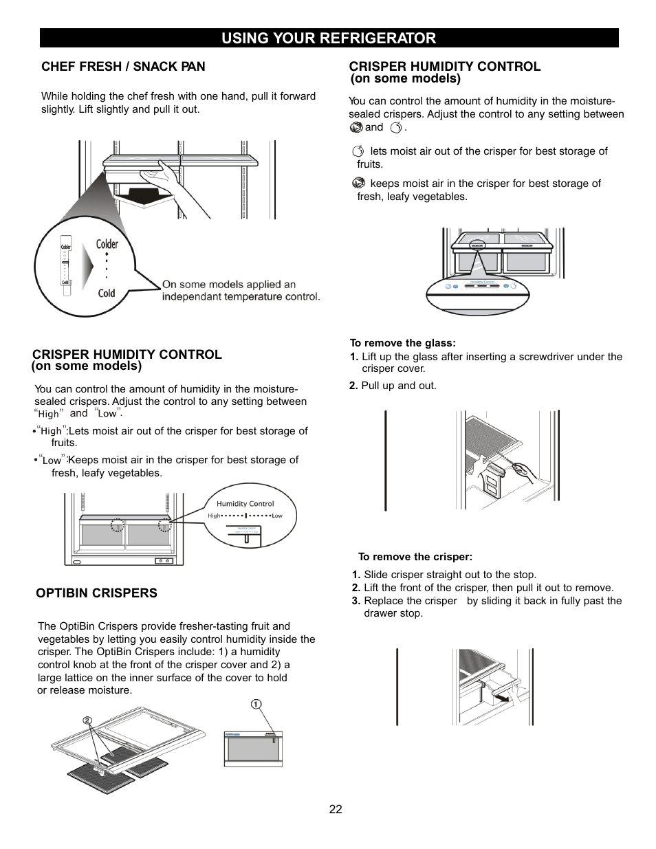 Using your refrigerator | LG LRDN22734WW User Manual | Page 22 / 36