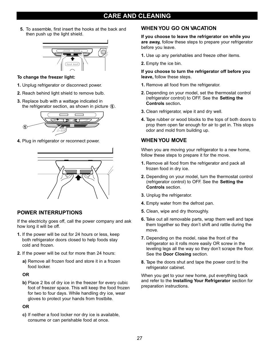 Care and cleaning | LG LRDN22734WW User Manual | Page 27 / 36