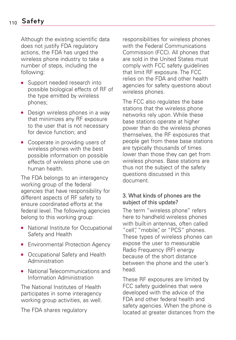 Safety | LG Optimus MS690 User Manual | Page 112 / 314