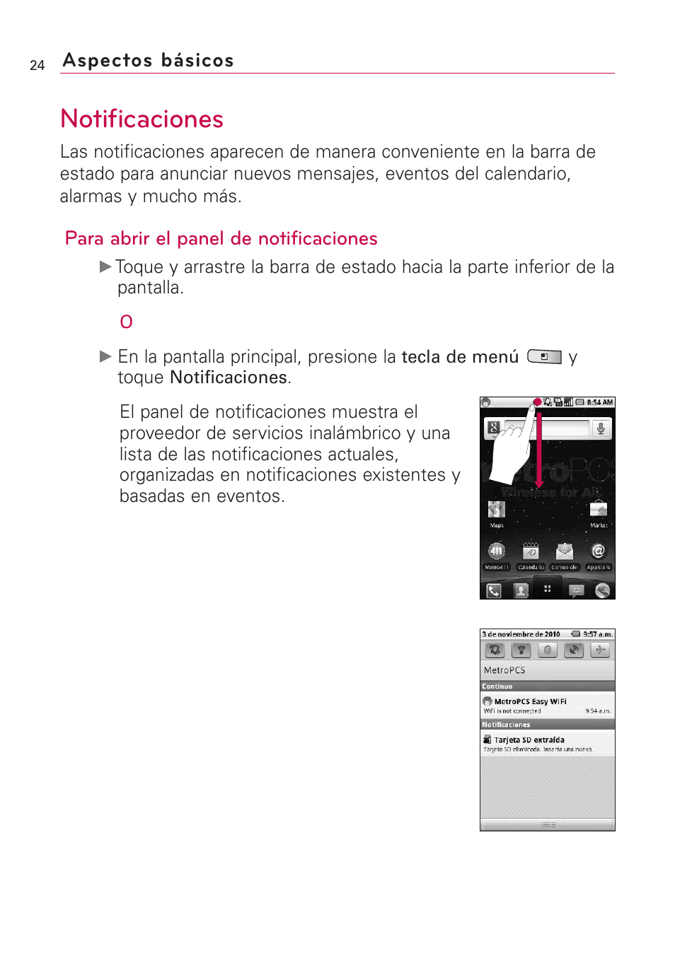 Notificaciones | LG Optimus MS690 User Manual | Page 176 / 314